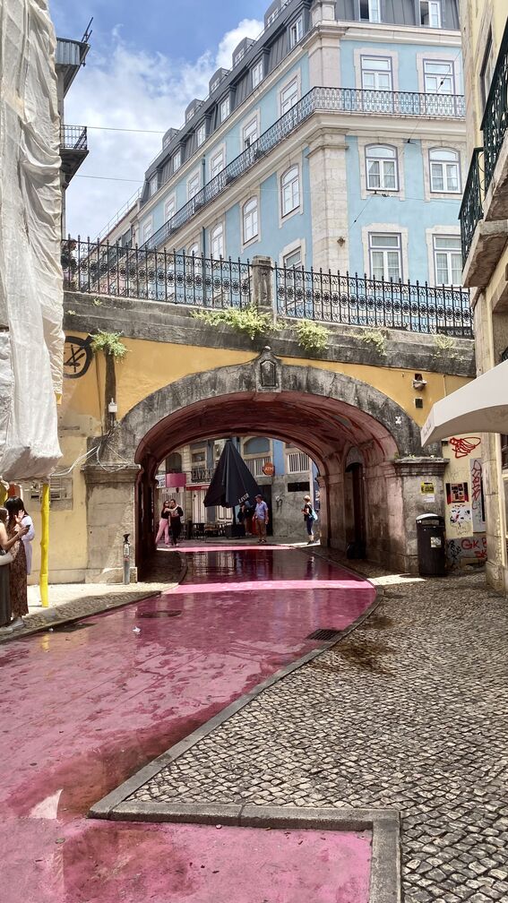 Pink Street in Lissabon Portugal