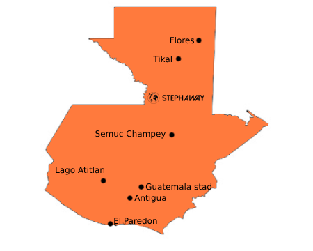 Guatemala backpacken beste route kaart