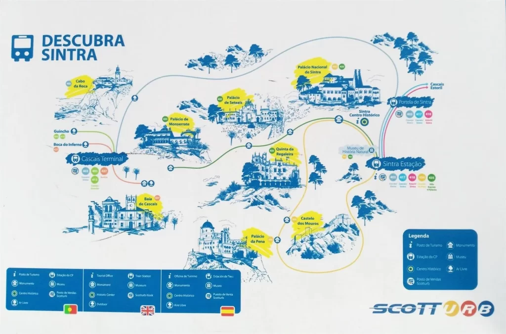 Kaart hop-on-hop-off bus sintra lissabon